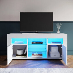 High Gloss Led Tv Stand Unit White Sideboard Storage Modern Living Room Cabinet - thumbnail 6