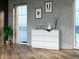 Chest Of Drawers Topeshop Malwa M6 White 6 Drawer 120 X 75 X 40 Cm - thumbnail 4