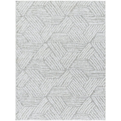 Livabliss Cloudy Shaggy-Geometric Beige Grey Soft Plush Pile Living Bedroom Rug 140 X 200 Cm Easy Care, Non Shedding - image 1