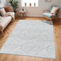 Livabliss Cloudy Shaggy-Geometric Beige Grey Soft Plush Pile Living Bedroom Rug 140 X 200 Cm Easy Care, Non Shedding - thumbnail 7