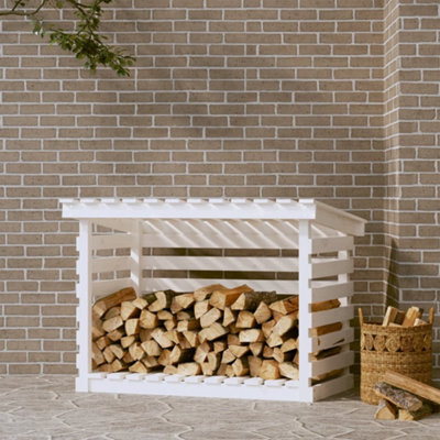 Walplus Firewood Rack White 108X73X79 Cm Solid Wood Pine - image 1