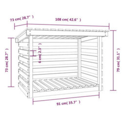 Walplus Firewood Rack White 108X73X79 Cm Solid Wood Pine - thumbnail 8