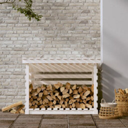 Walplus Firewood Rack White 108X73X79 Cm Solid Wood Pine - thumbnail 3