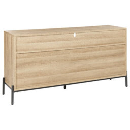 Wyld And Coco Havenhome Three Door Sideboard In Light Brown And Grey, Mdf Finish, W140 X D40 X H76Cm - thumbnail 6