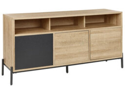 Wyld And Coco Havenhome Three Door Sideboard In Light Brown And Grey, Mdf Finish, W140 X D40 X H76Cm - thumbnail 3