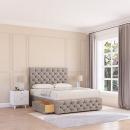 "Sloomy 4Ft Cambridge Naples Sand Bed Set With 2 Drawers & Footboard, Mattress & 54"" Headboard - Small Double"