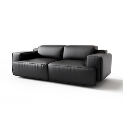 Valencia Valentina Leather Loveseat Recliner Sofa Black Nappa 11000 Leather Kiln-Dried Wood Adjustable Headrest - image 1