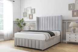 "Comfort Serena Silver Naples Divan Bed Set No Drawers - 54"" Wingback & 12"" Footboard 2'6 Small Single" - thumbnail 2