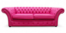 Chesterfield 3 Seater Sofa Settee Vele Fuchsia Pink Leather In Balmoral Style - thumbnail 4