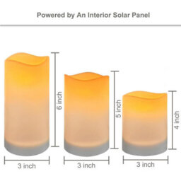 Taylor & Brown 3 Pack Solar Powered Outdoor Candles, Waterproof Led Flameless Pillar Candle, Dusk To Dawn, Rechargeable Battery - thumbnail 6