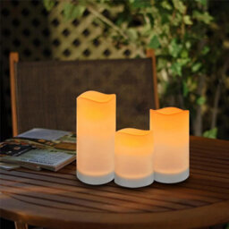 Taylor & Brown 3 Pack Solar Powered Outdoor Candles, Waterproof Led Flameless Pillar Candle, Dusk To Dawn, Rechargeable Battery - thumbnail 5