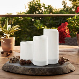 Taylor & Brown 3 Pack Solar Powered Outdoor Candles, Waterproof Led Flameless Pillar Candle, Dusk To Dawn, Rechargeable Battery - thumbnail 4