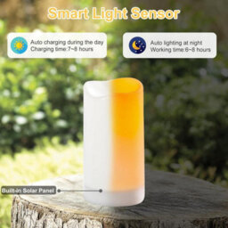 Taylor & Brown 3 Pack Solar Powered Outdoor Candles, Waterproof Led Flameless Pillar Candle, Dusk To Dawn, Rechargeable Battery - thumbnail 3