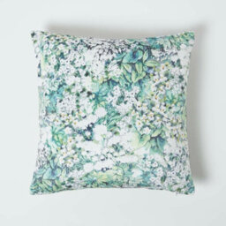 Homescapes Floral Garden Green Velvet Cushion 46 X 46 Cm - thumbnail 1