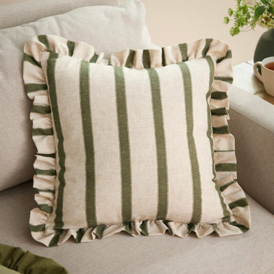 Wylder Connie Square Striped Feather Filled Cushion, Moss, 45 X 45Cm - image 1