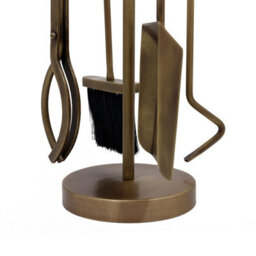 Charles Bentley Chestnut Fireside Companion Set With Stand Poker Shovel Brush Tongs Tool Stand - thumbnail 4