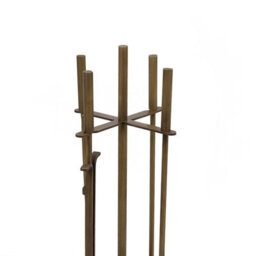 Charles Bentley Chestnut Fireside Companion Set With Stand Poker Shovel Brush Tongs Tool Stand - thumbnail 5