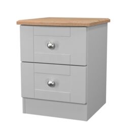 Santander Ready Assembled Matt Grey & Oak 2 Drawer Wide Bedside Chest (H)502mm (W)395mm (D)411mm - thumbnail 2