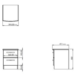Santander Ready Assembled Matt Grey & Oak 2 Drawer Wide Bedside Chest (H)502mm (W)395mm (D)411mm - thumbnail 5