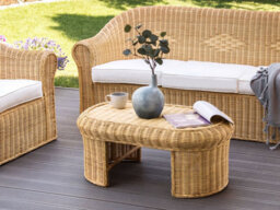 Beliani Garden Coffee Table Livadeia 60 Cm 96 Cm Rattan Natural - thumbnail 2