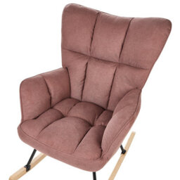 Beliani Rocking Chair Oulu Fabric Pink - thumbnail 6
