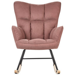 Beliani Rocking Chair Oulu Fabric Pink - thumbnail 4