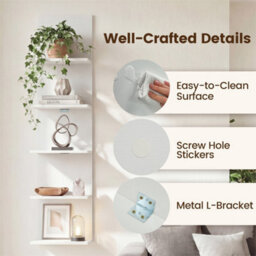 White Wooden Wall-Mounted Organizer For Bedroom 5-Tier Vertical Wall Shelves - thumbnail 5