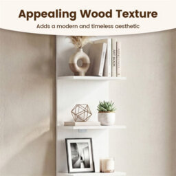 White Wooden Wall-Mounted Organizer For Bedroom 5-Tier Vertical Wall Shelves - thumbnail 4