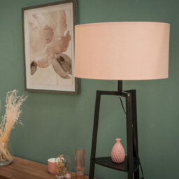 Valuelights Hiru Black 3 Tier Shelf Floor Lamp With Blush Drum Shade And Bulb - thumbnail 4