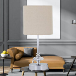 First Choice Lighting Set Of 2 Chrome Jewelled Table Lamps With Natural Linen Shades - thumbnail 8