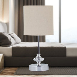 First Choice Lighting Set Of 2 Chrome Jewelled Table Lamps With Natural Linen Shades - thumbnail 9