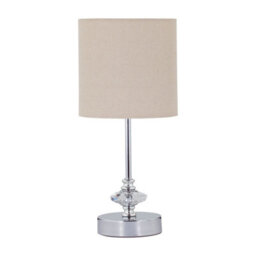 First Choice Lighting Set Of 2 Chrome Jewelled Table Lamps With Natural Linen Shades - thumbnail 2