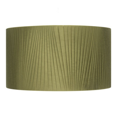 Arlec Large Raye Drum Silk Olive Green Pleated Light Shade (D)45Cm, Lightshade Lampshade Pendant Ceiling, Table, Floor Lamp Easy Fit