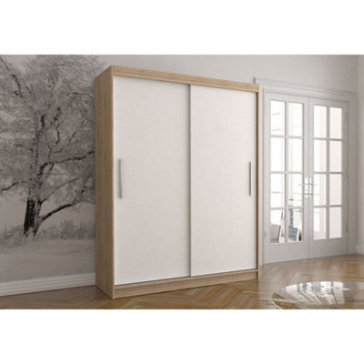 Arte Modern Elegance -  Vista 04 Sliding Door Wardrobe - Oak Sonoma With White Doors  - (H)2000mm X (W)1500mm X (D)610mm - image 1