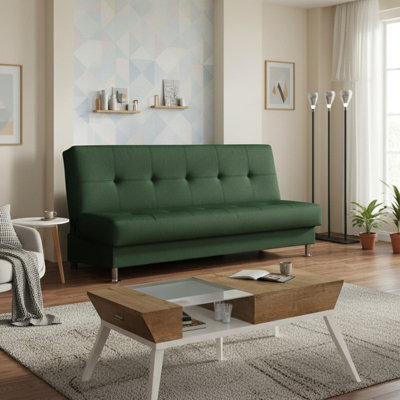 Enduro Iii Sofa Bed 193 Cm With Click Clack Mechanism Storage Comfortable Fold Out Couch With Wooden Frame Green - image 1