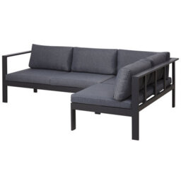 Beliani Garden Corner Sofa With Table 5 Seater Messina Left Hand Metal Black - thumbnail 7