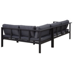 Beliani Garden Corner Sofa With Table 5 Seater Messina Left Hand Metal Black - thumbnail 8