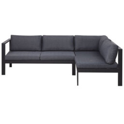 Beliani Garden Corner Sofa With Table 5 Seater Messina Left Hand Metal Black - thumbnail 6