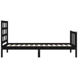 Berkfield Bed Frame With Headboard Black Small Single Solid Wood - thumbnail 7