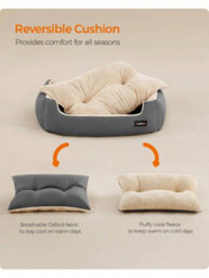 LEDREM Dog Bed Large Washable, Soft Cosy Grey Dog Sofa Bed Puppy Bed Removable Reversible Cushion Dog Beds Pet Bed - thumbnail 3