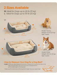 LEDREM Dog Bed Large Washable, Soft Cosy Grey Dog Sofa Bed Puppy Bed Removable Reversible Cushion Dog Beds Pet Bed - thumbnail 5