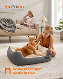 LEDREM Dog Bed Large Washable, Soft Cosy Grey Dog Sofa Bed Puppy Bed Removable Reversible Cushion Dog Beds Pet Bed - thumbnail 9