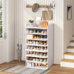 8 Tiers Shoe Cabinet Rack Storage Cupboard Footwear Desktop Stand Wooden Shelves - thumbnail 6