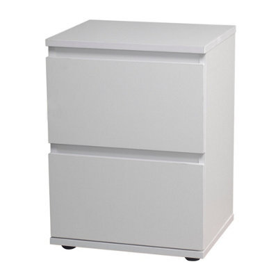 (White Carcass And White Drawers) 2 Drawer Wooden Bedside Cabinet Side Table - image 1