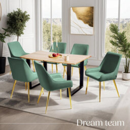 Tectake Set Of 2 Dining Chair Avane - Velvet Look, Padded Armchair, High Backrest And Armrests  - Green - thumbnail 8