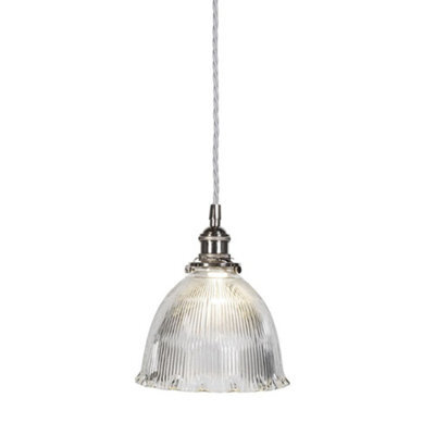 D'arblay Nickel Scalloped Prismatic Glass Dome French Style Stairwell Pendant Light - Se Home - image 1