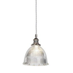 D'arblay Nickel Scalloped Prismatic Glass Dome French Style Stairwell Pendant Light - Se Home - thumbnail 1