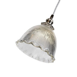 D'arblay Nickel Scalloped Prismatic Glass Dome French Style Stairwell Pendant Light - Se Home - thumbnail 4