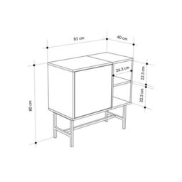 Decortie Storage Cabinet Push-To-Open Door Sideboard, Open Shelf,metal Leg, Easy Assembly, Living-Dining Room,sandstone,black Wood - thumbnail 3