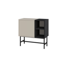 Decortie Storage Cabinet Push-To-Open Door Sideboard, Open Shelf,metal Leg, Easy Assembly, Living-Dining Room,sandstone,black Wood - thumbnail 2